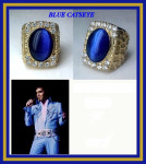 Verguld-over-Sterling zilver blauwe kattenoog Concert -Tour - Ring